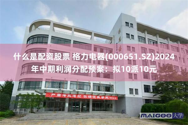 什么是配资股票 格力电器(000651.SZ)2024年中期利润分配预案：拟10派10元
