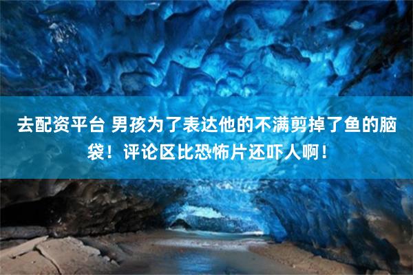 去配资平台 男孩为了表达他的不满剪掉了鱼的脑袋！评论区比恐怖片还吓人啊！