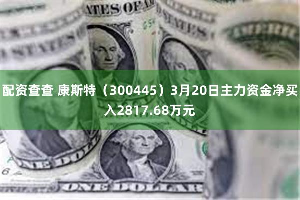 配资查查 康斯特（300445）3月20日主力资金净买入2817.68万元