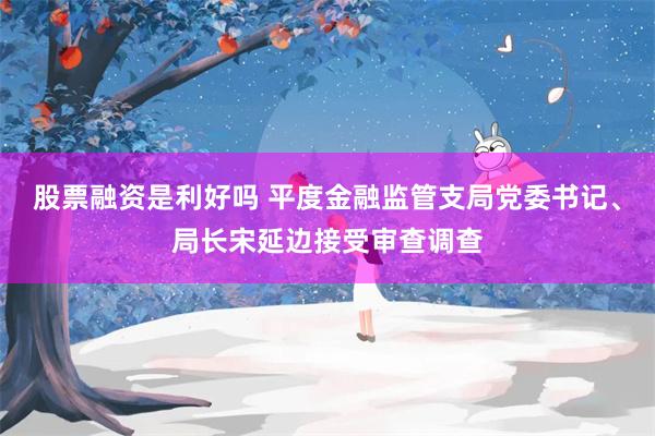 股票融资是利好吗 平度金融监管支局党委书记、局长宋延边接受审查调查